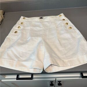 J Crew linen high rise white shorts